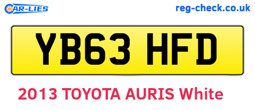 YB63HFD are the vehicle registration plates.