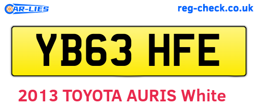YB63HFE are the vehicle registration plates.