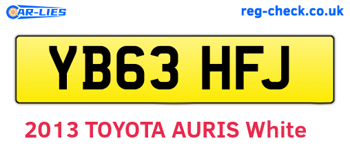 YB63HFJ are the vehicle registration plates.