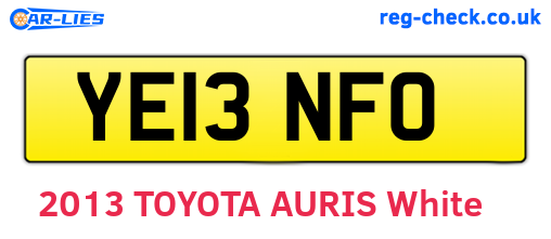 YE13NFO are the vehicle registration plates.