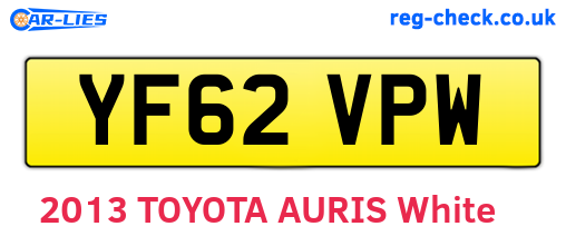 YF62VPW are the vehicle registration plates.