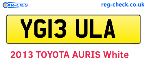 YG13ULA are the vehicle registration plates.