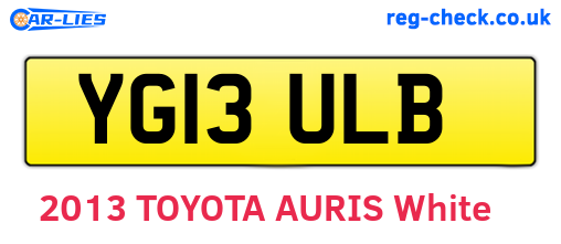 YG13ULB are the vehicle registration plates.