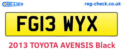 FG13WYX are the vehicle registration plates.
