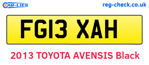 FG13XAH are the vehicle registration plates.