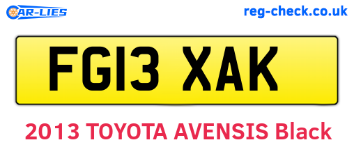 FG13XAK are the vehicle registration plates.