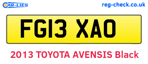 FG13XAO are the vehicle registration plates.