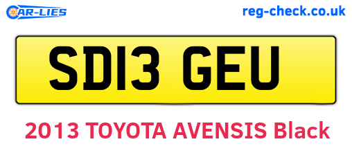 SD13GEU are the vehicle registration plates.