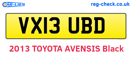 VX13UBD are the vehicle registration plates.