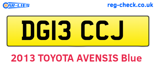 DG13CCJ are the vehicle registration plates.