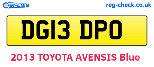 DG13DPO are the vehicle registration plates.
