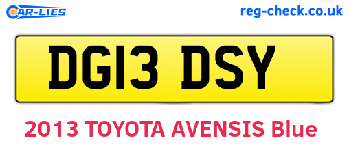 DG13DSY are the vehicle registration plates.