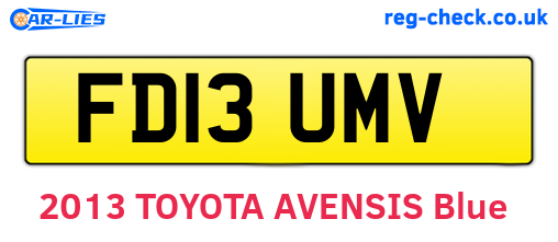 FD13UMV are the vehicle registration plates.