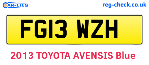 FG13WZH are the vehicle registration plates.