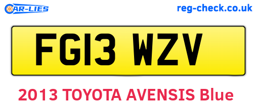 FG13WZV are the vehicle registration plates.