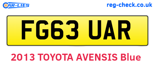 FG63UAR are the vehicle registration plates.