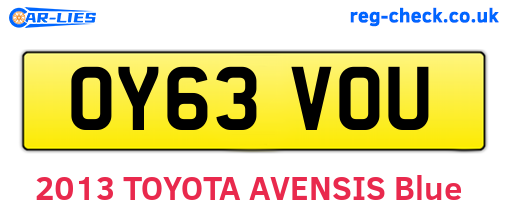 OY63VOU are the vehicle registration plates.