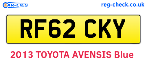 RF62CKY are the vehicle registration plates.