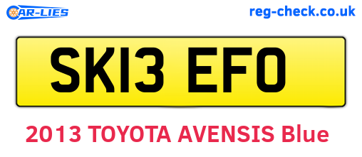 SK13EFO are the vehicle registration plates.