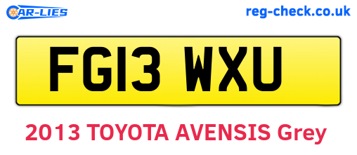 FG13WXU are the vehicle registration plates.