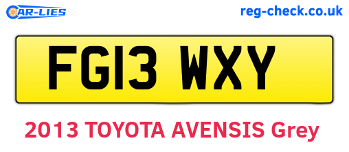 FG13WXY are the vehicle registration plates.