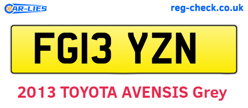 FG13YZN are the vehicle registration plates.