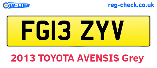 FG13ZYV are the vehicle registration plates.