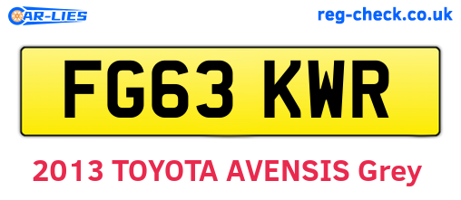 FG63KWR are the vehicle registration plates.