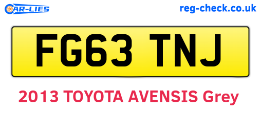FG63TNJ are the vehicle registration plates.