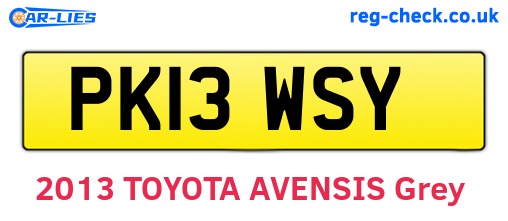 PK13WSY are the vehicle registration plates.