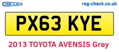 PX63KYE are the vehicle registration plates.