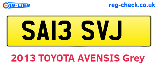 SA13SVJ are the vehicle registration plates.