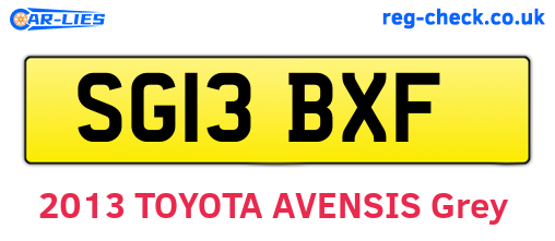 SG13BXF are the vehicle registration plates.