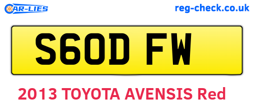S60DFW are the vehicle registration plates.
