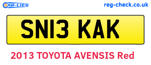 SN13KAK are the vehicle registration plates.