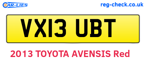 VX13UBT are the vehicle registration plates.