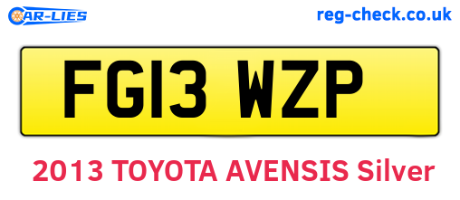 FG13WZP are the vehicle registration plates.