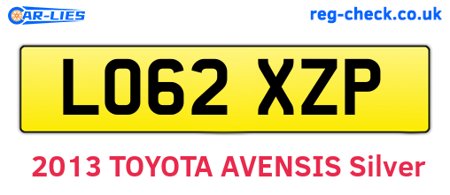 LO62XZP are the vehicle registration plates.