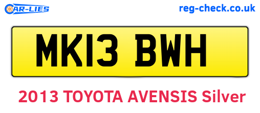MK13BWH are the vehicle registration plates.