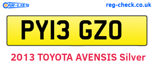 PY13GZO are the vehicle registration plates.