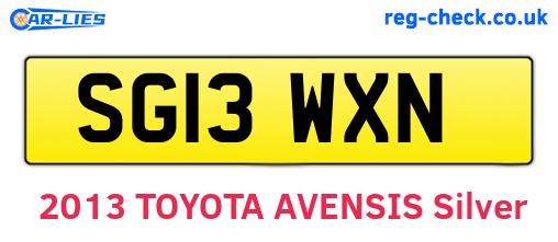SG13WXN are the vehicle registration plates.