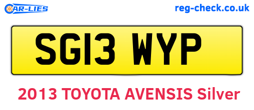 SG13WYP are the vehicle registration plates.