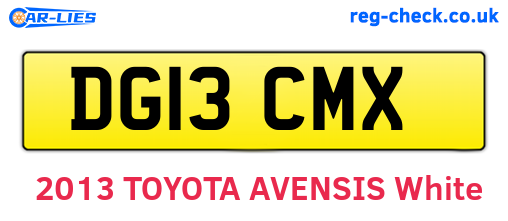 DG13CMX are the vehicle registration plates.