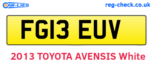 FG13EUV are the vehicle registration plates.