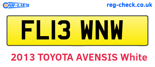 FL13WNW are the vehicle registration plates.