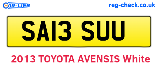 SA13SUU are the vehicle registration plates.