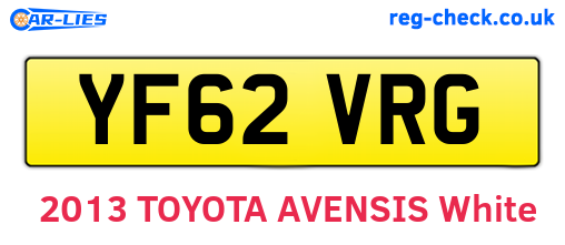 YF62VRG are the vehicle registration plates.