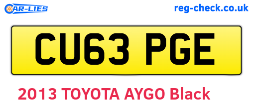 CU63PGE are the vehicle registration plates.