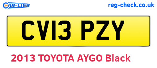 CV13PZY are the vehicle registration plates.