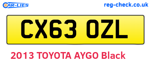 CX63OZL are the vehicle registration plates.